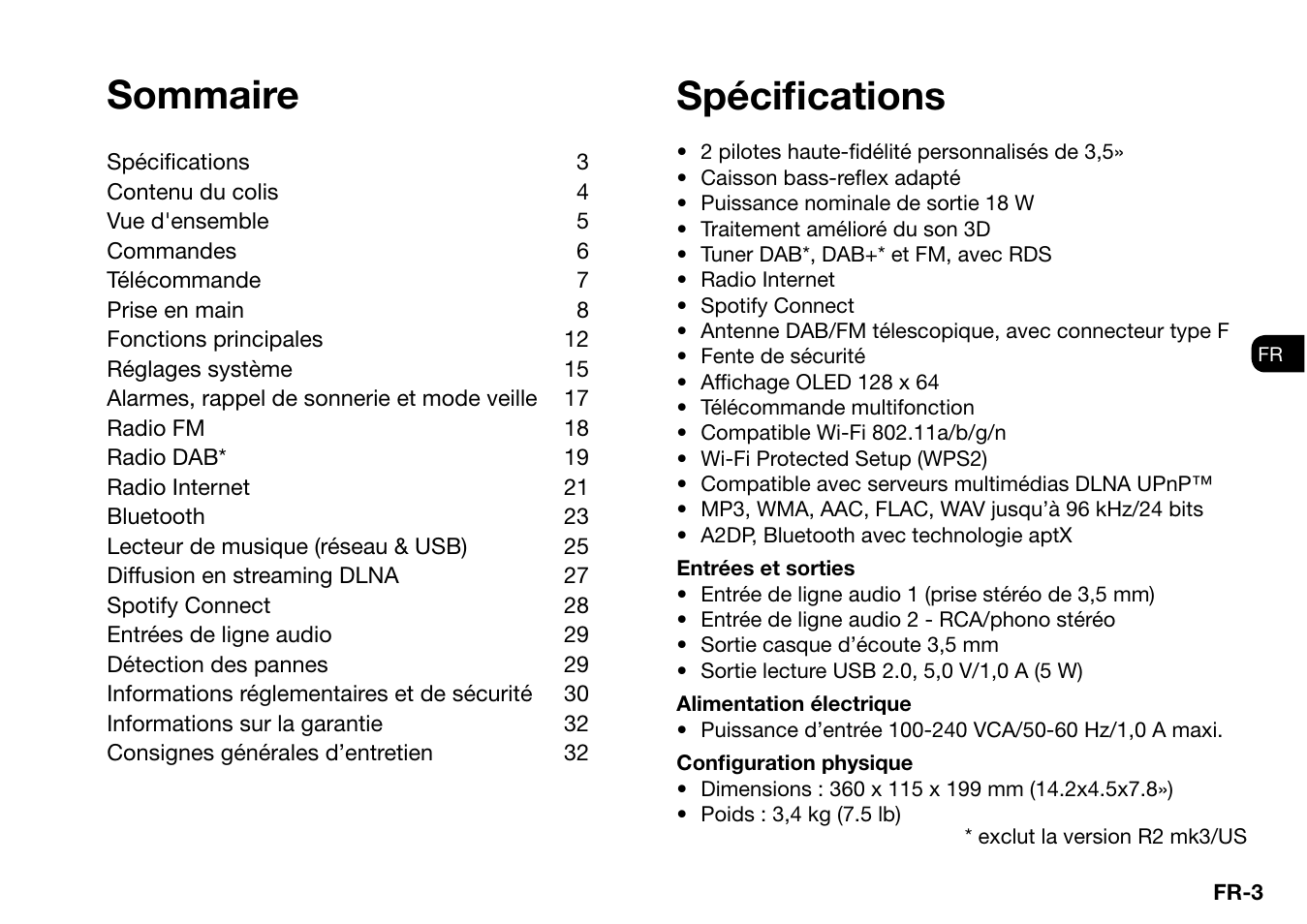 Sommaire, Spécifi cations | Ruark Audio R2 (mk3) User Manual | Page 131 / 256