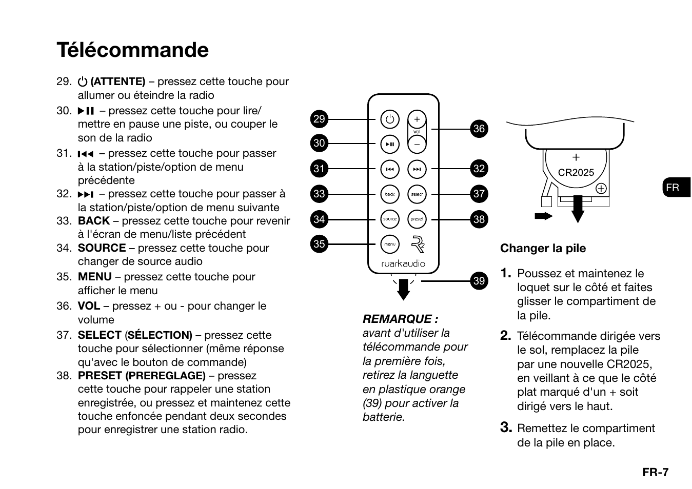 Télécommande | Ruark Audio R2 (mk3) User Manual | Page 135 / 256