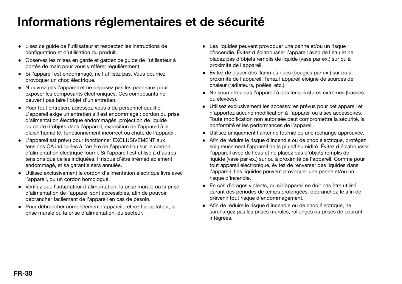 Informations réglementaires et de sécurité, Fr-30 | Ruark Audio R2 (mk3) User Manual | Page 158 / 256