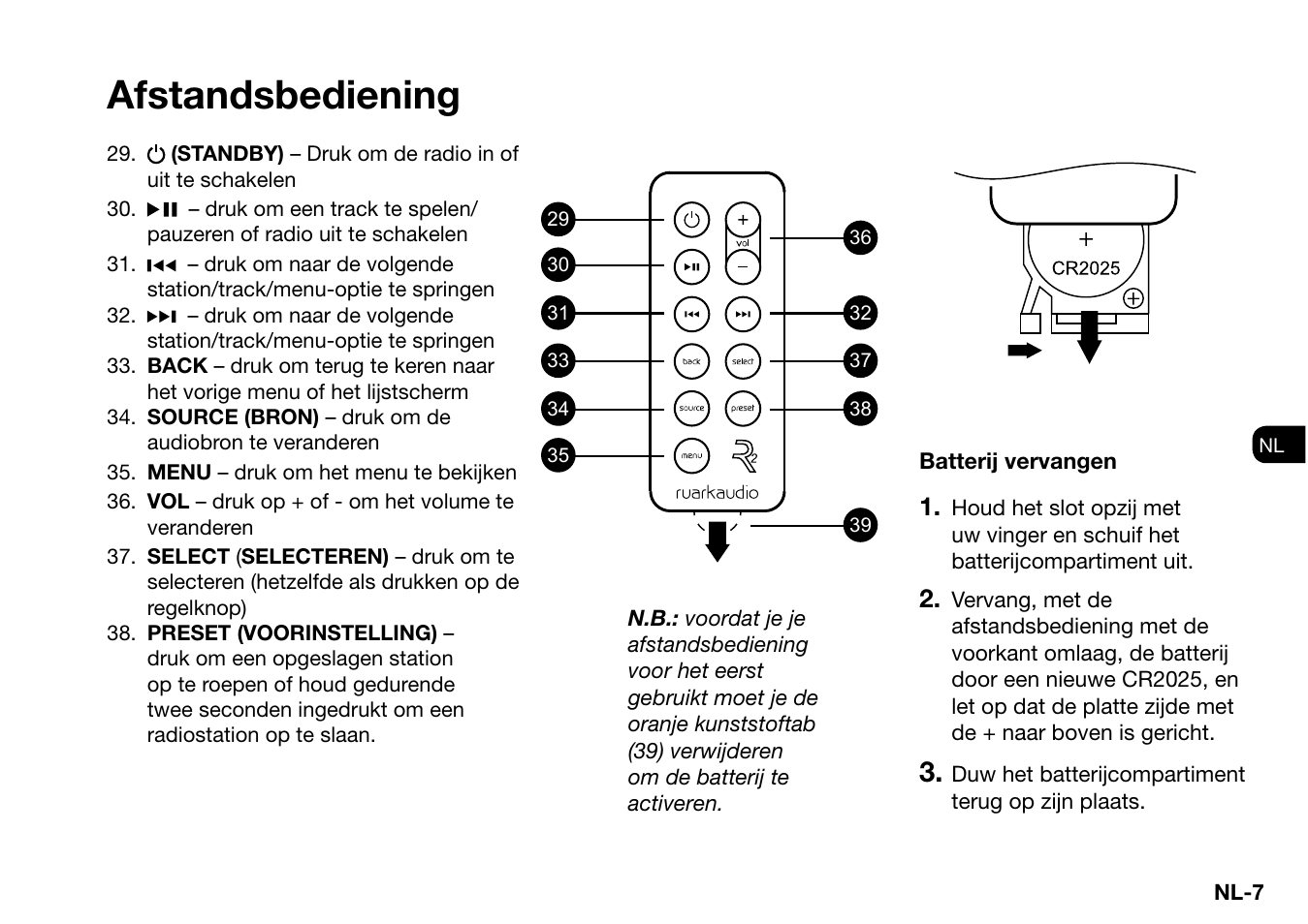 Afstandsbediening | Ruark Audio R2 (mk3) User Manual | Page 199 / 256