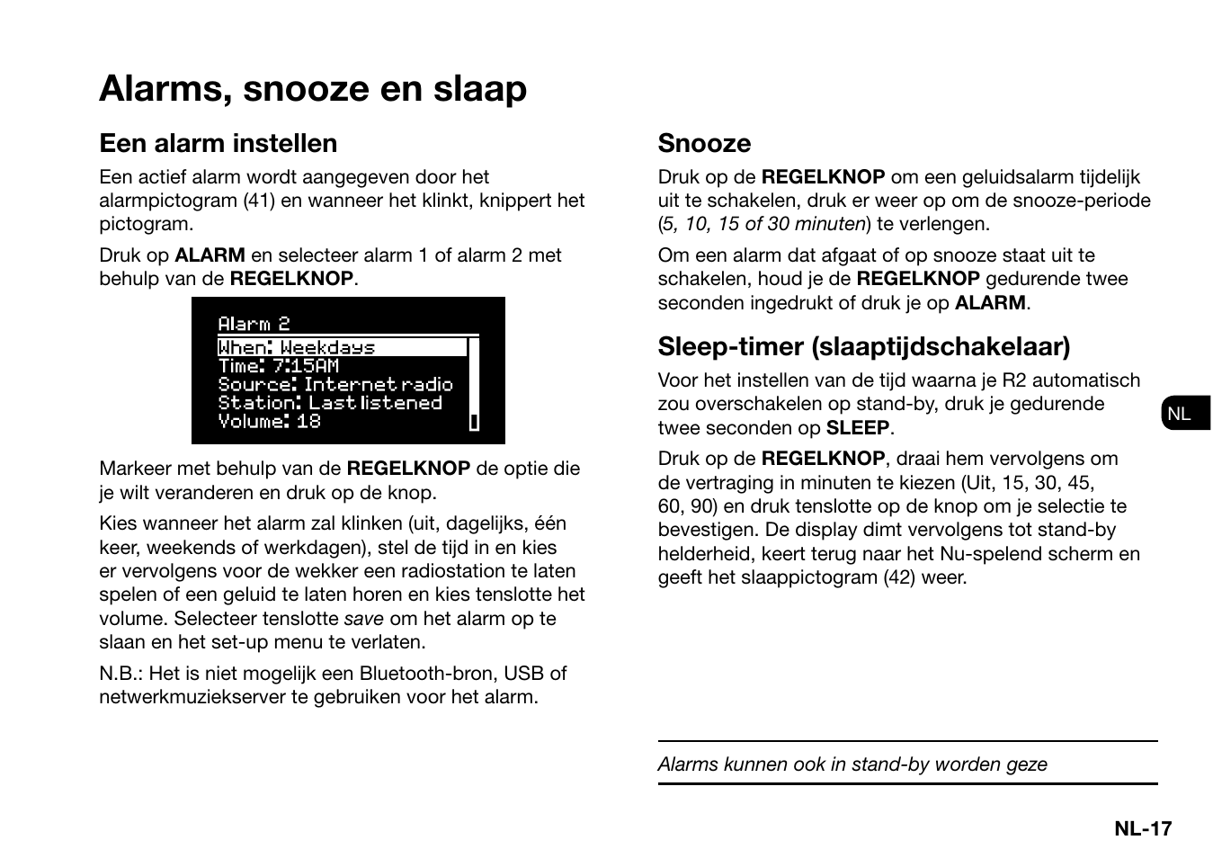 Alarms, snooze en slaap, Een alarm instellen, Snooze | Sleep-timer (slaaptijdschakelaar) | Ruark Audio R2 (mk3) User Manual | Page 209 / 256