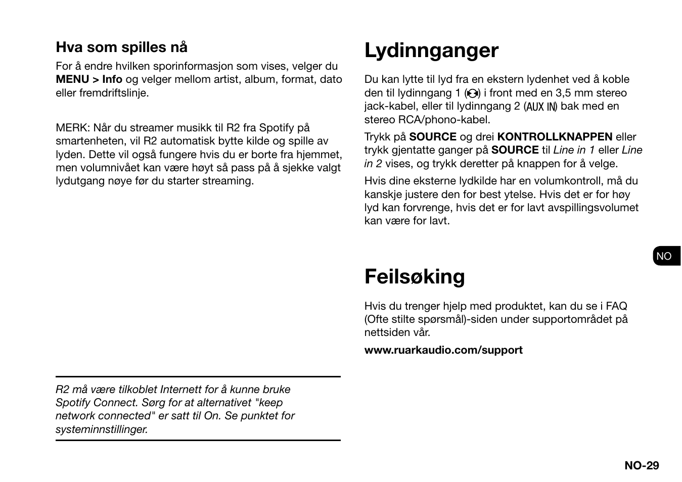 Feilsøking, Lydinnganger, Hva som spilles nå | Ruark Audio R2 (mk3) User Manual | Page 253 / 256