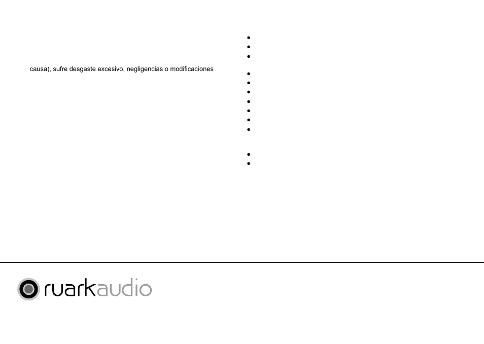 Información sobre la garantía, Garantía internacional, Especificaciones | Ruark Audio R2i (mk2) User Manual | Page 40 / 56