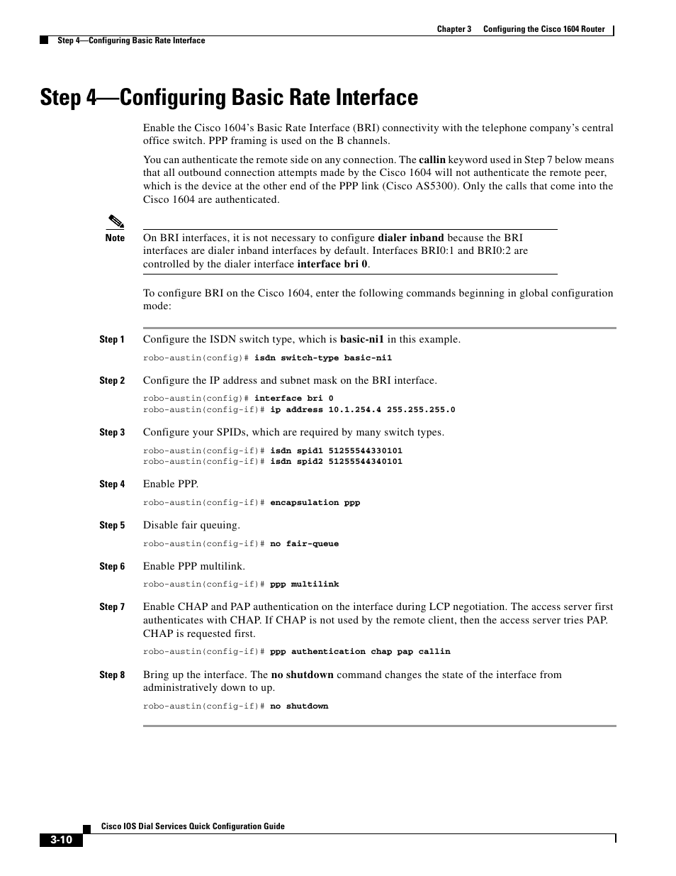 Step 4-configuring basic rate interface, Step 4—configuring basic rate interface | Cisco 1604 User Manual | Page 10 / 22