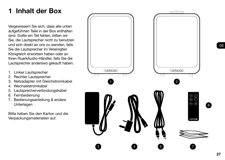 1 inhalt der box | Ruark Audio MR1 User Manual | Page 27 / 96