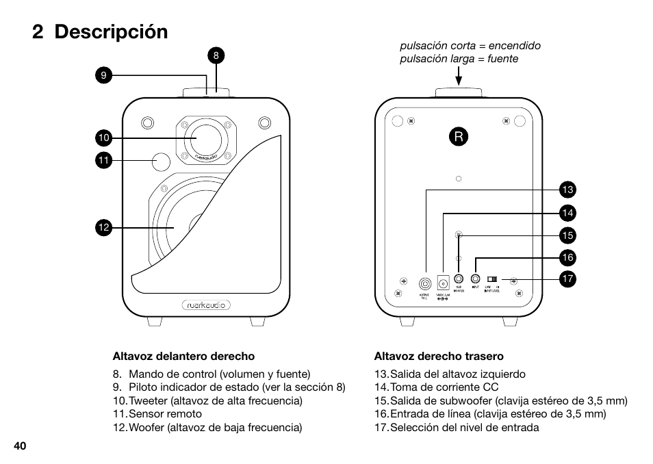 2 descripción | Ruark Audio MR1 User Manual | Page 40 / 96
