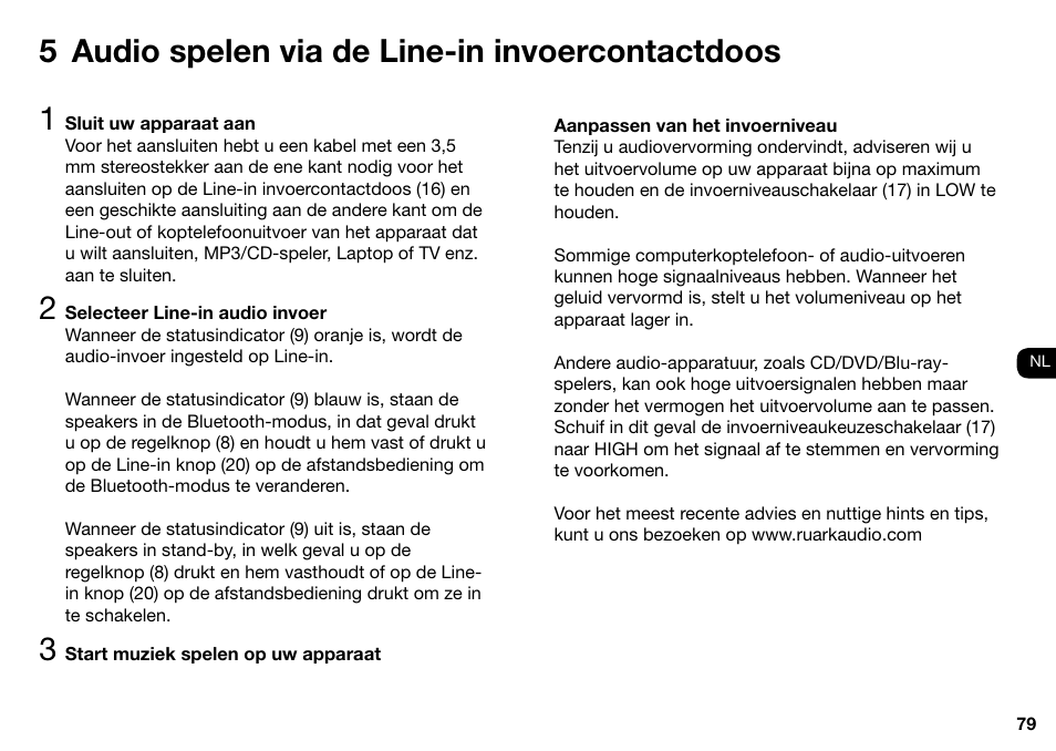 5 audio spelen via de line-in invoercontactdoos | Ruark Audio MR1 User Manual | Page 79 / 96