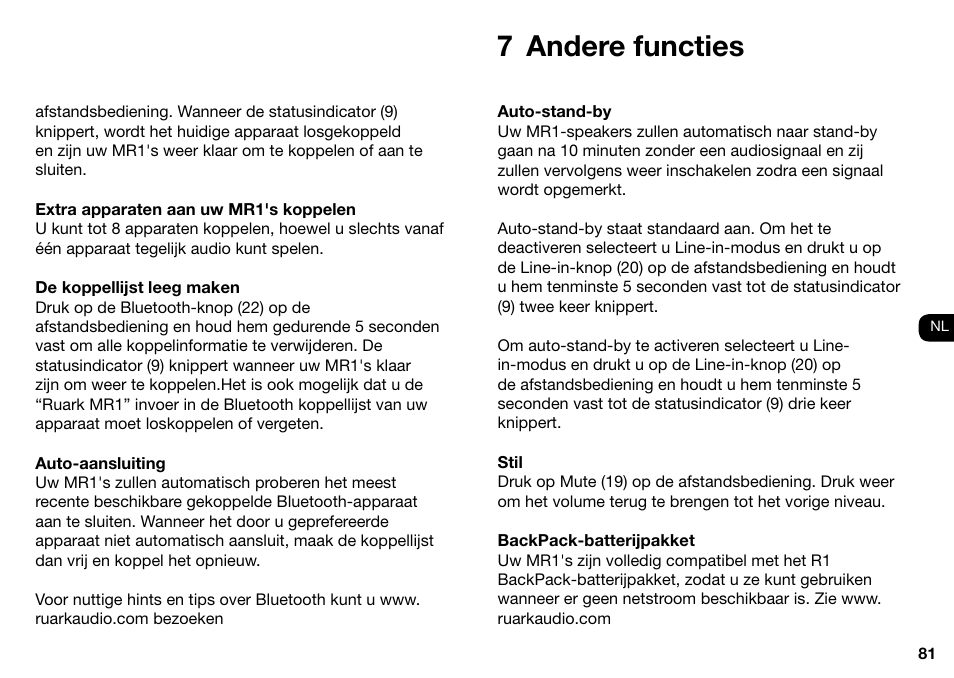 7 andere functies | Ruark Audio MR1 User Manual | Page 81 / 96