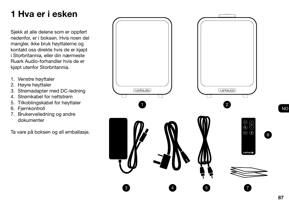 1 hva er i esken | Ruark Audio MR1 User Manual | Page 87 / 96