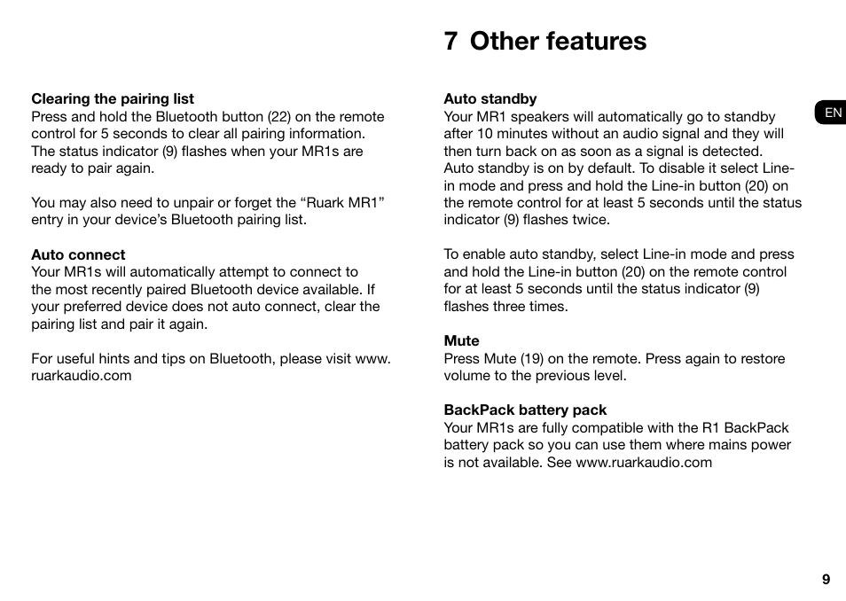 7 other features | Ruark Audio MR1 User Manual | Page 9 / 96