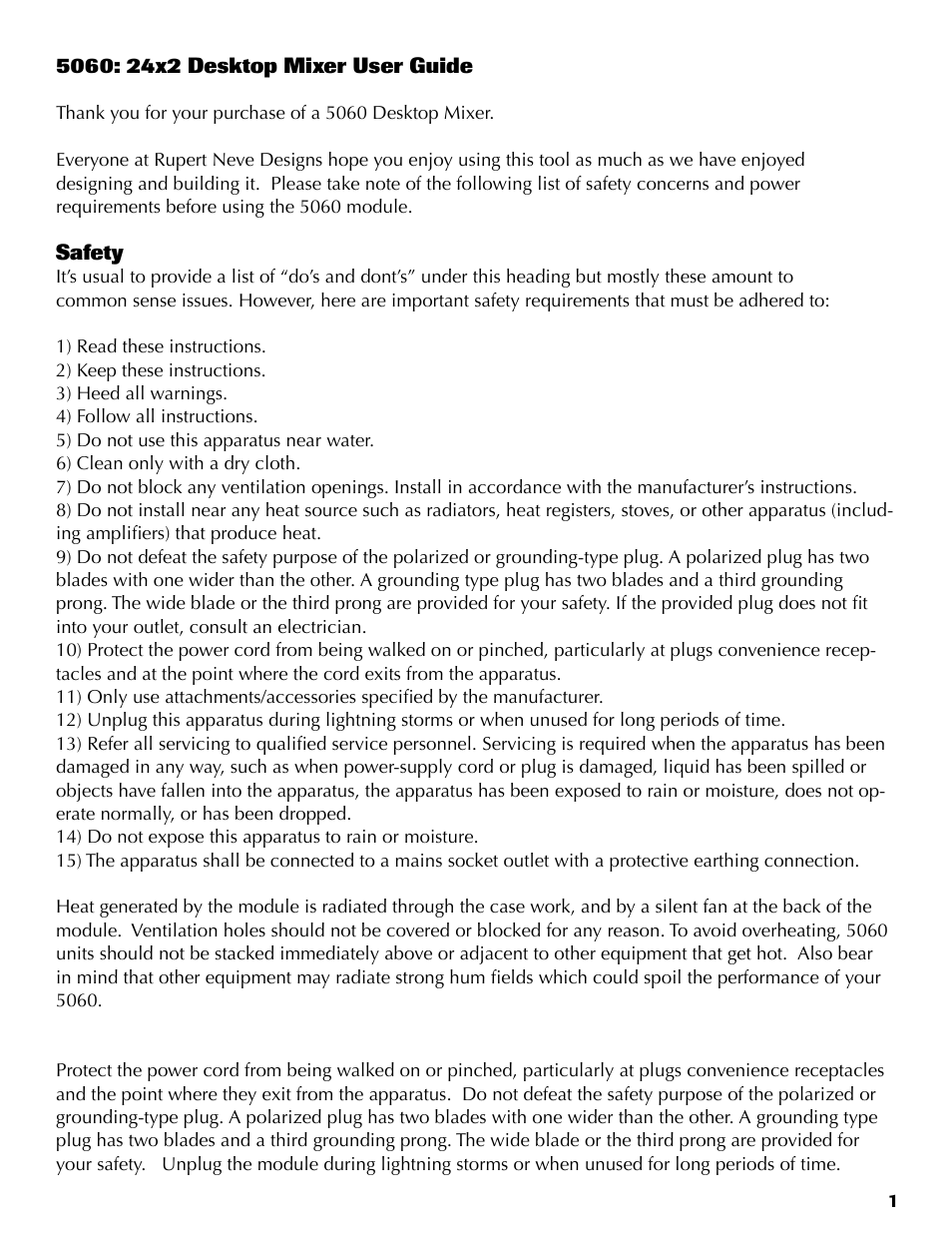 Rupert Neve 5060 Centerpiece: 24x2 Desktop Mixer User Manual | 16 pages