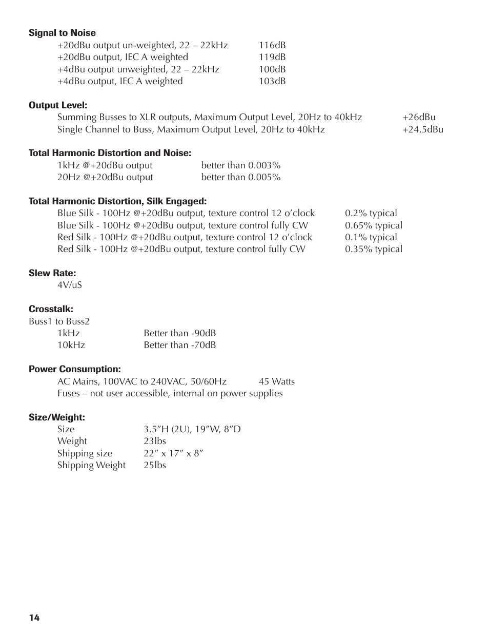 Rupert Neve Satellite 5059 16x2+2 Mixer User Manual | Page 14 / 16