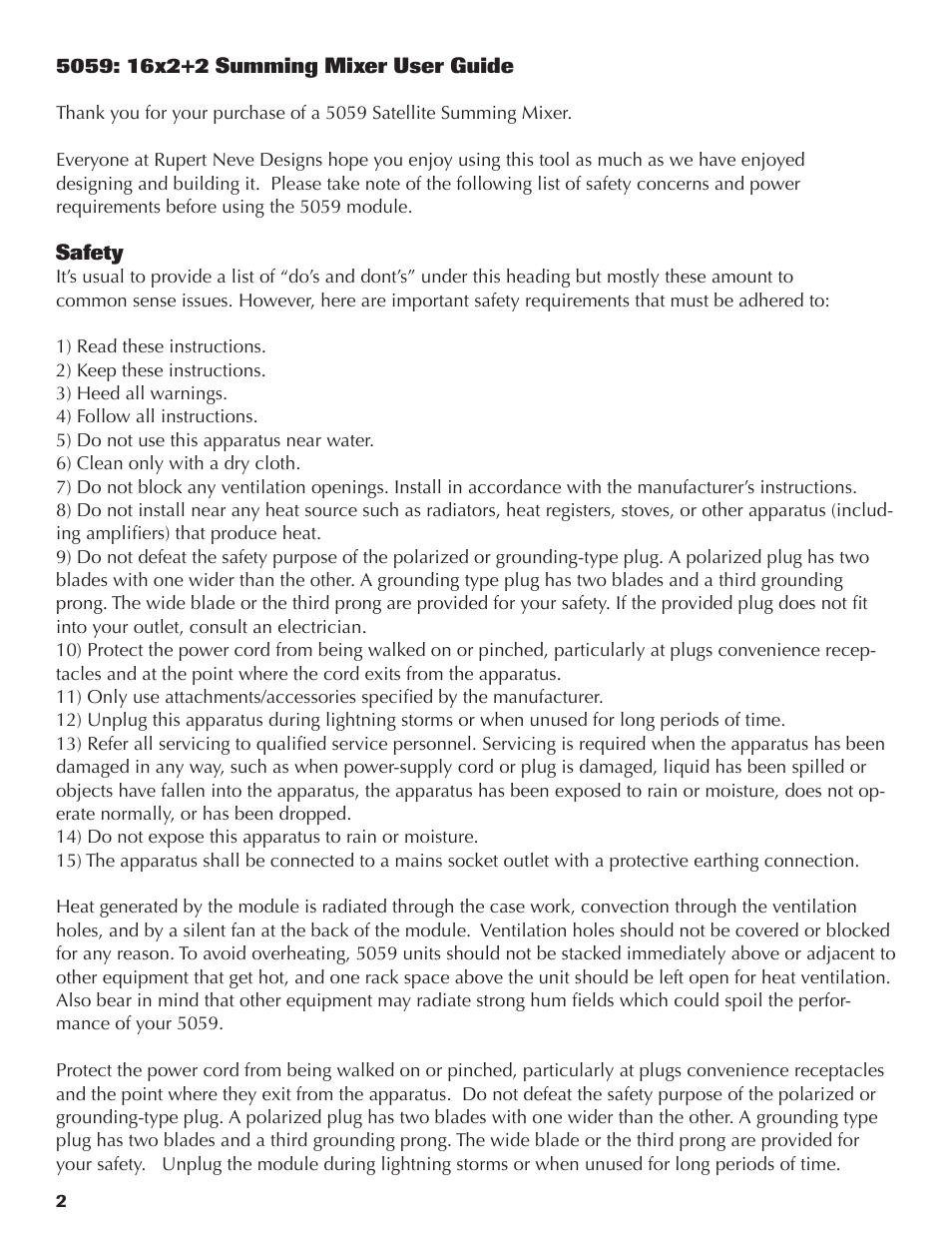 Rupert Neve Satellite 5059 16x2+2 Mixer User Manual | Page 2 / 16