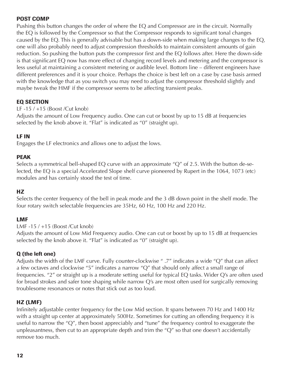 Rupert Neve Portico II - Channel User Manual | Page 12 / 22