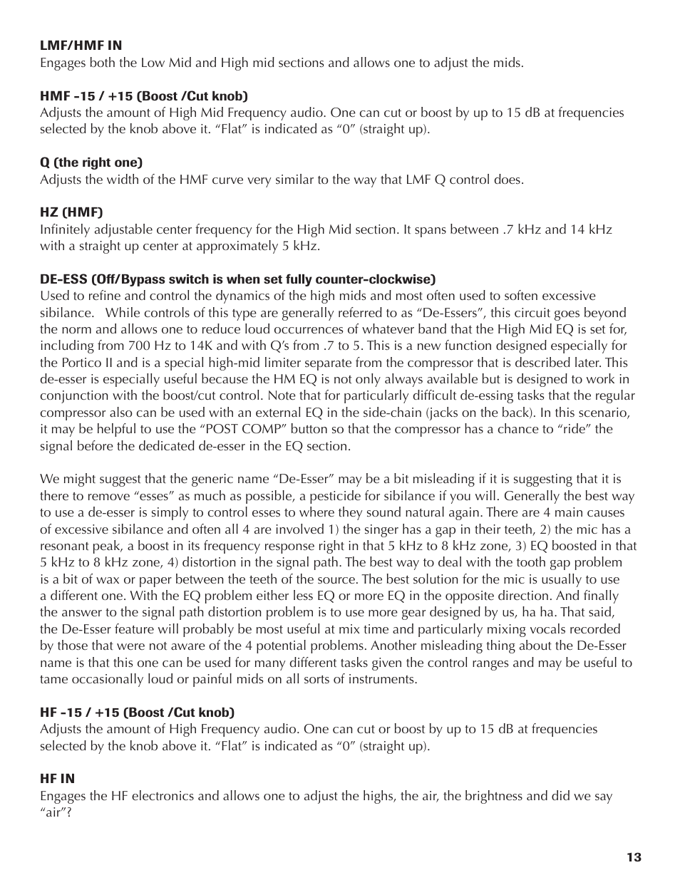 Rupert Neve Portico II - Channel User Manual | Page 13 / 22
