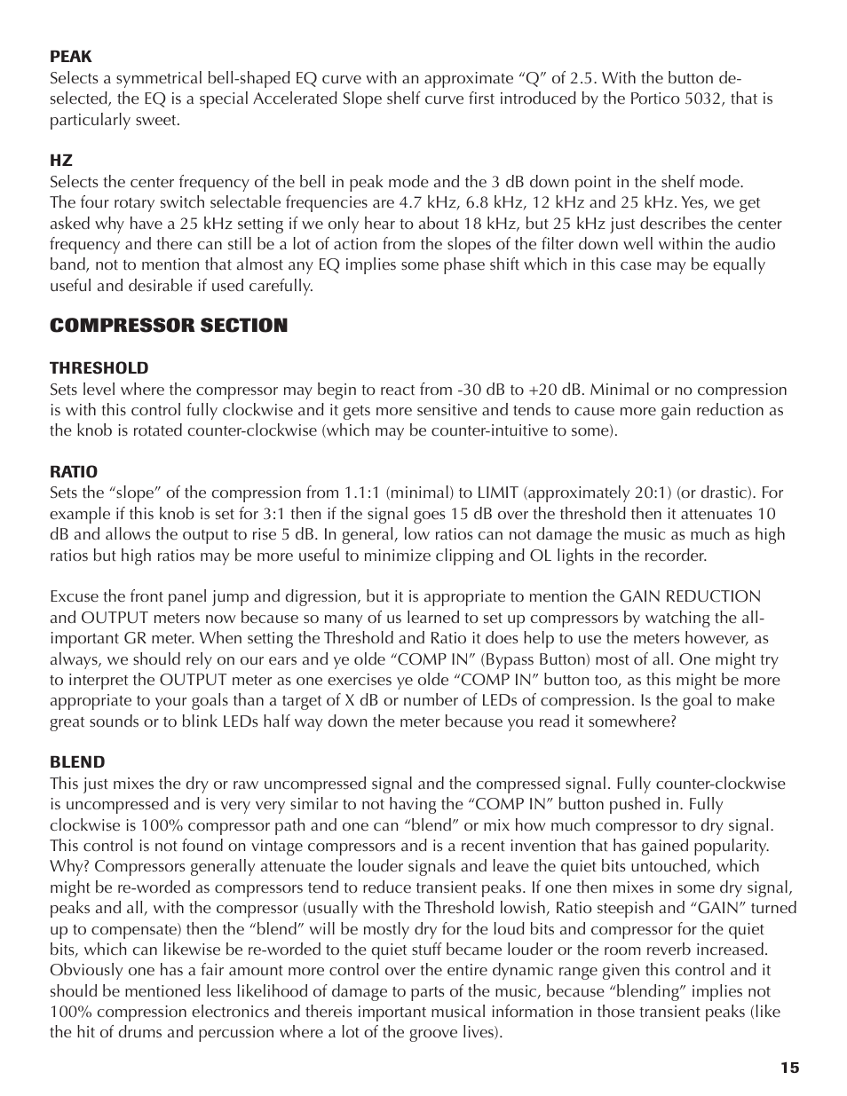 Rupert Neve Portico II - Channel User Manual | Page 15 / 22