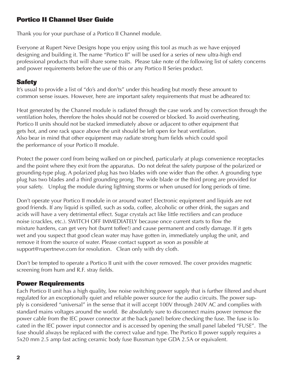 Rupert Neve Portico II - Channel User Manual | Page 2 / 22