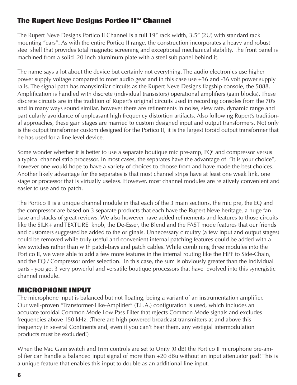 Rupert Neve Portico II - Channel User Manual | Page 6 / 22