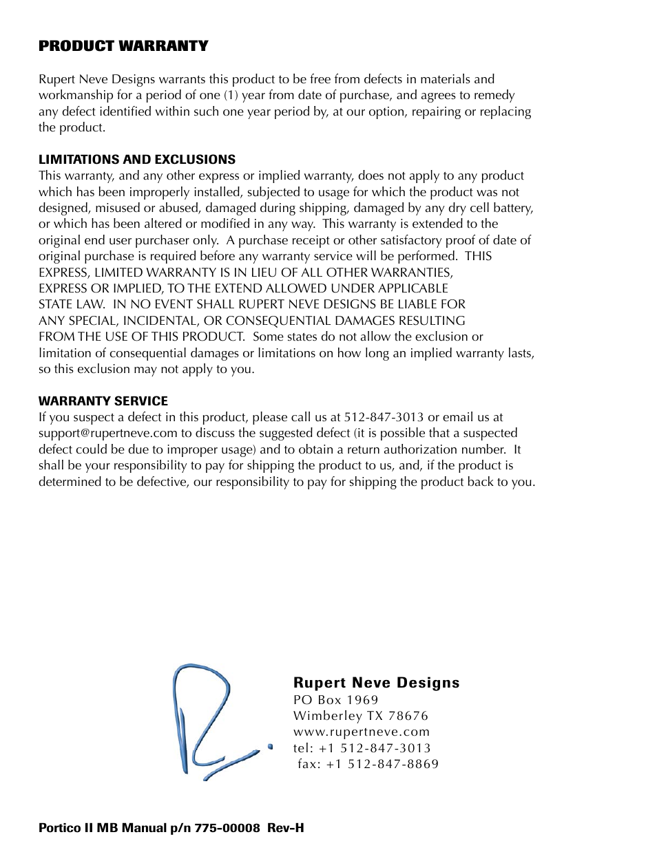 Rupert Neve Portico II - Master Buss Processor User Manual | Page 20 / 20