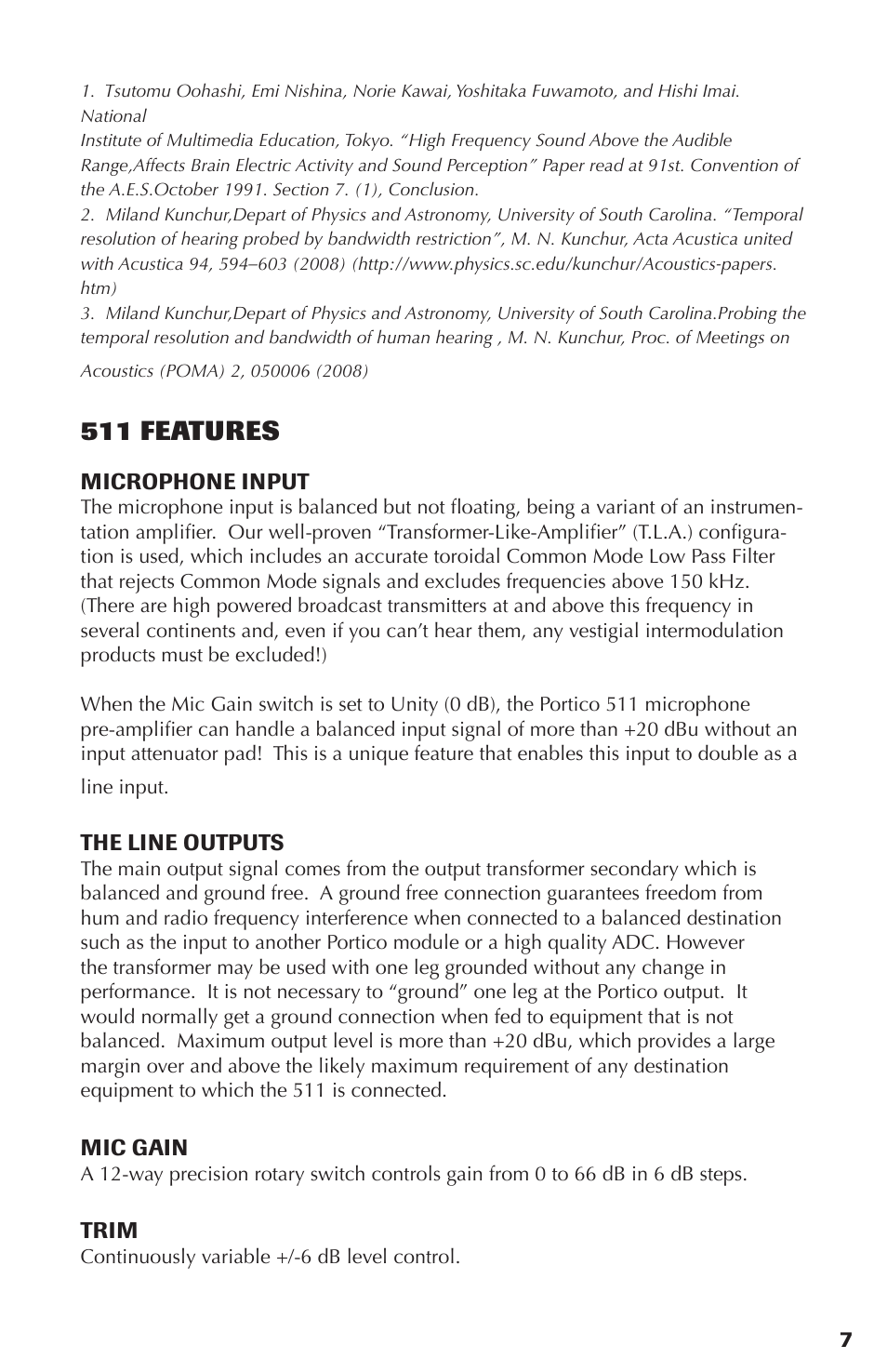 511 features | Rupert Neve 511 - 500 Series Mic Pre with Silk User Manual | Page 7 / 10