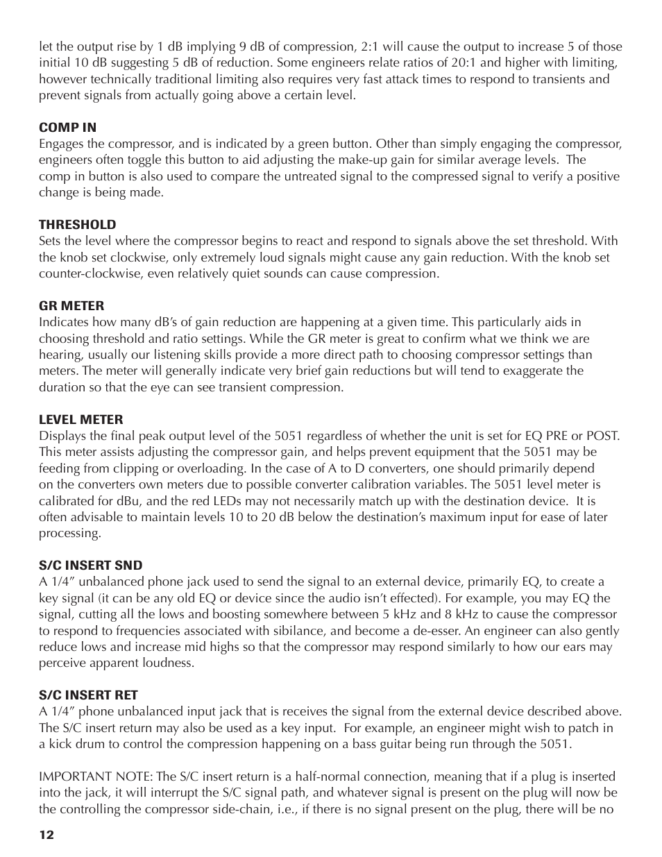 Rupert Neve Shelford 5051 Inductor EQ / Compressor User Manual | Page 12 / 17