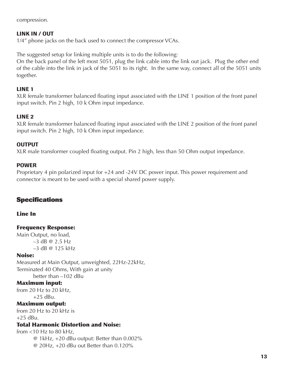 Rupert Neve Shelford 5051 Inductor EQ / Compressor User Manual | Page 13 / 17