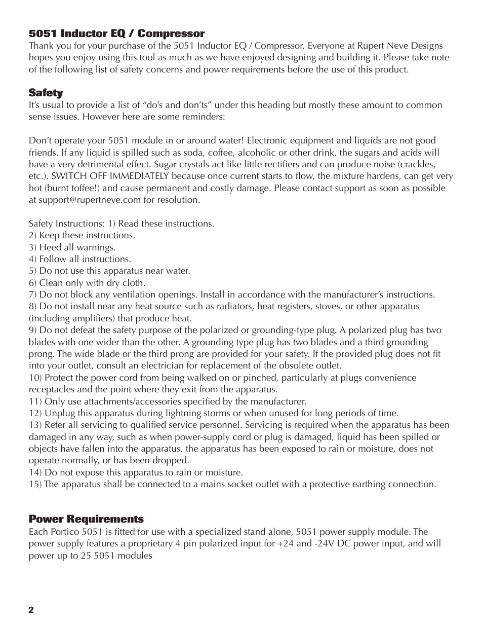 Rupert Neve Shelford 5051 Inductor EQ / Compressor User Manual | Page 2 / 17