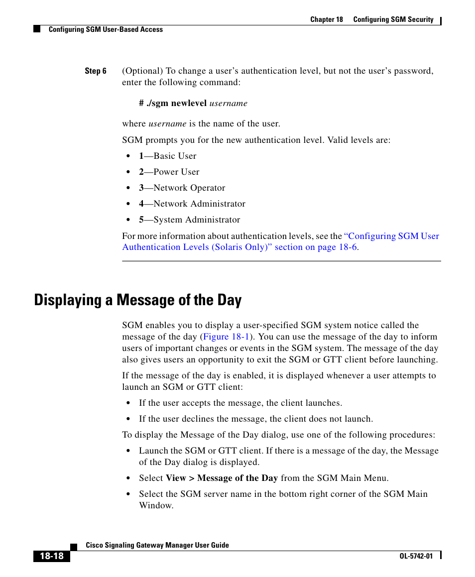Displaying a message of the day | Cisco OL-5742-01 User Manual | Page 18 / 42