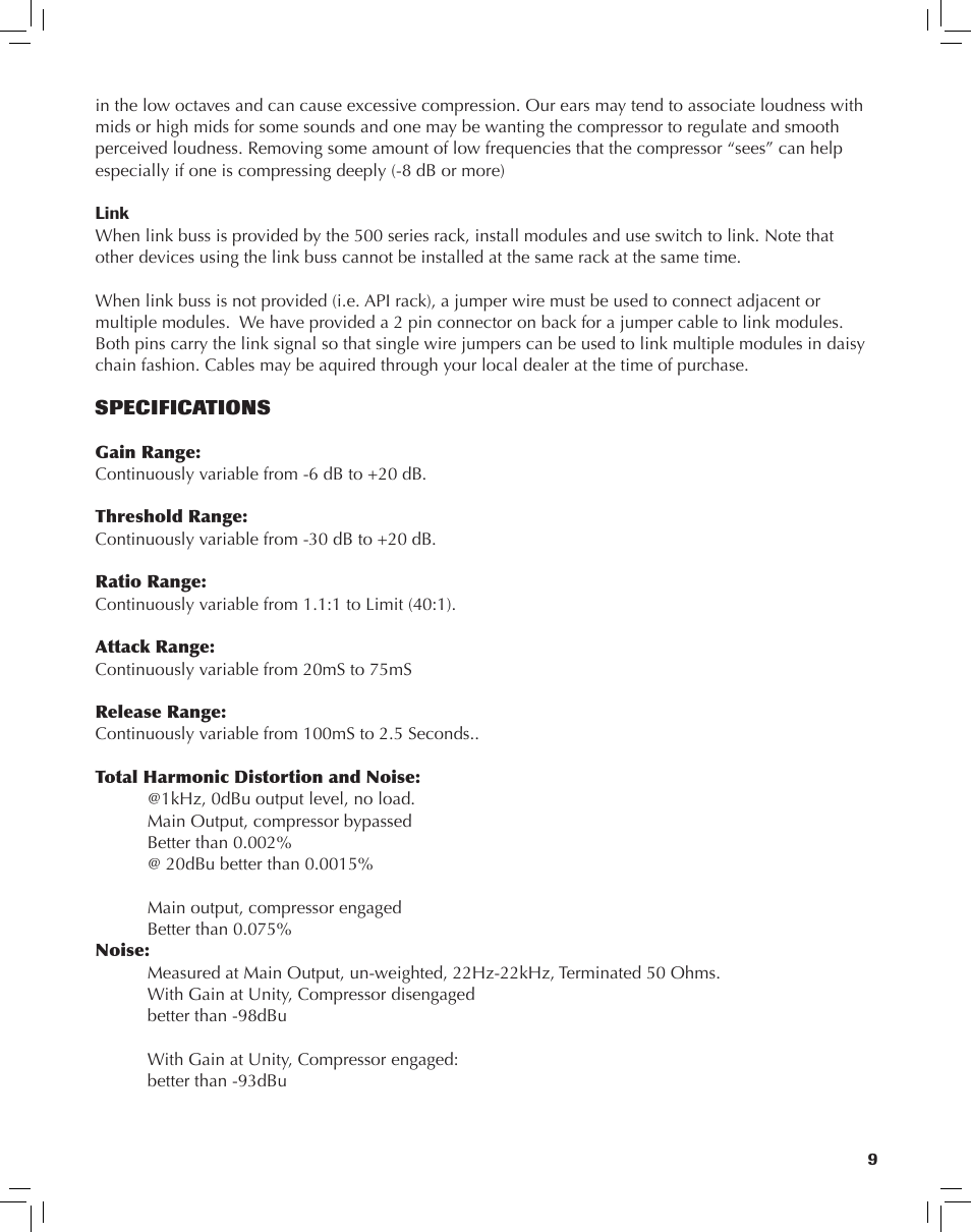 Rupert Neve 543 - 500 Series Mono Compressor-Limiter User Manual | Page 9 / 11