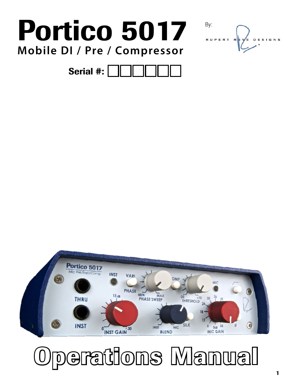 Rupert Neve Portico 5017 - Mobile DI/Pre/Comp User Manual | 8 pages