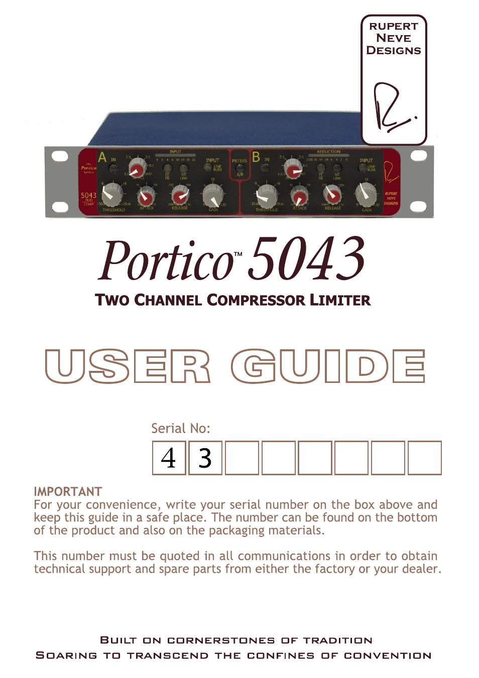 Rupert Neve Portico 5043 - Compressor / Limiter Duo User Manual | 13 pages