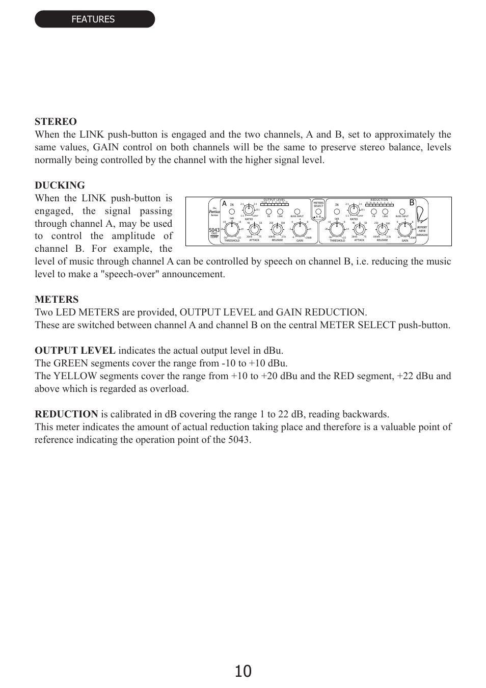 Features | Rupert Neve Portico 5043 - Compressor / Limiter Duo User Manual | Page 11 / 13