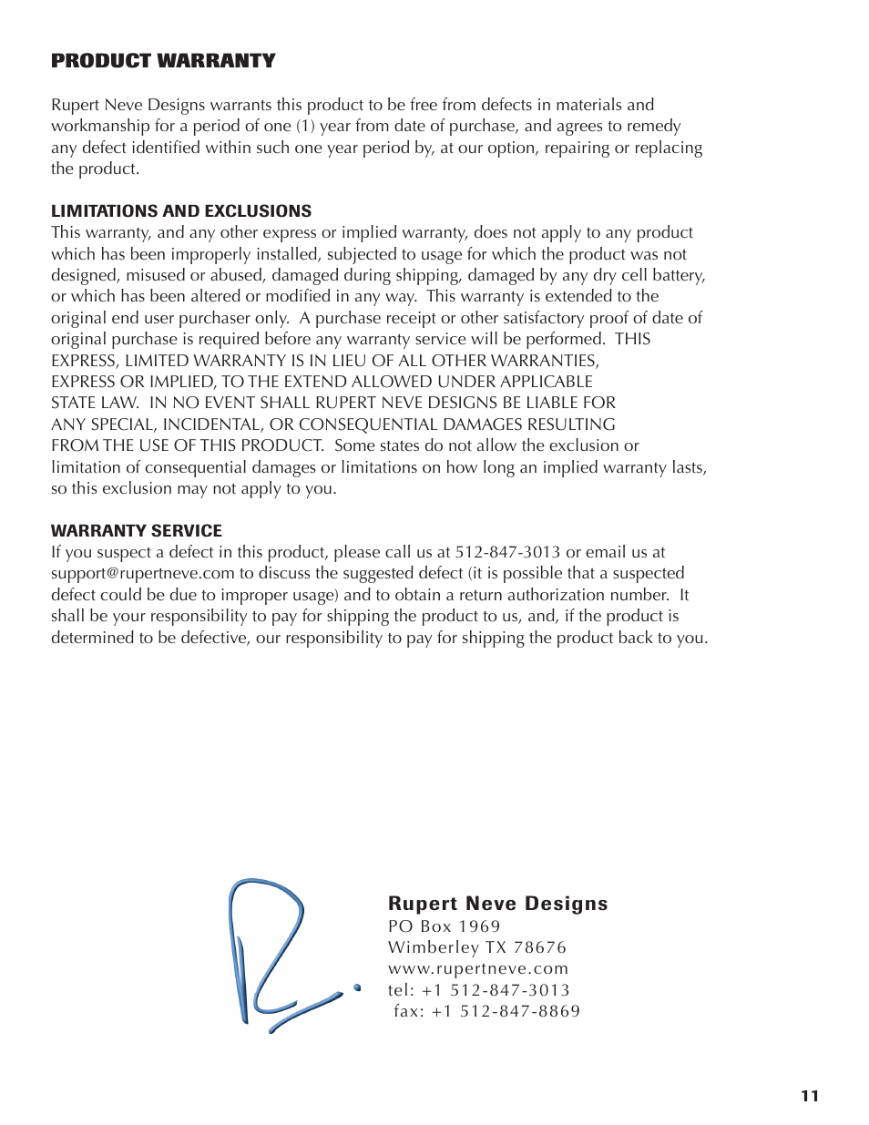 Rupert Neve Portico 5024 - Quad Mic Amp User Manual | Page 11 / 11