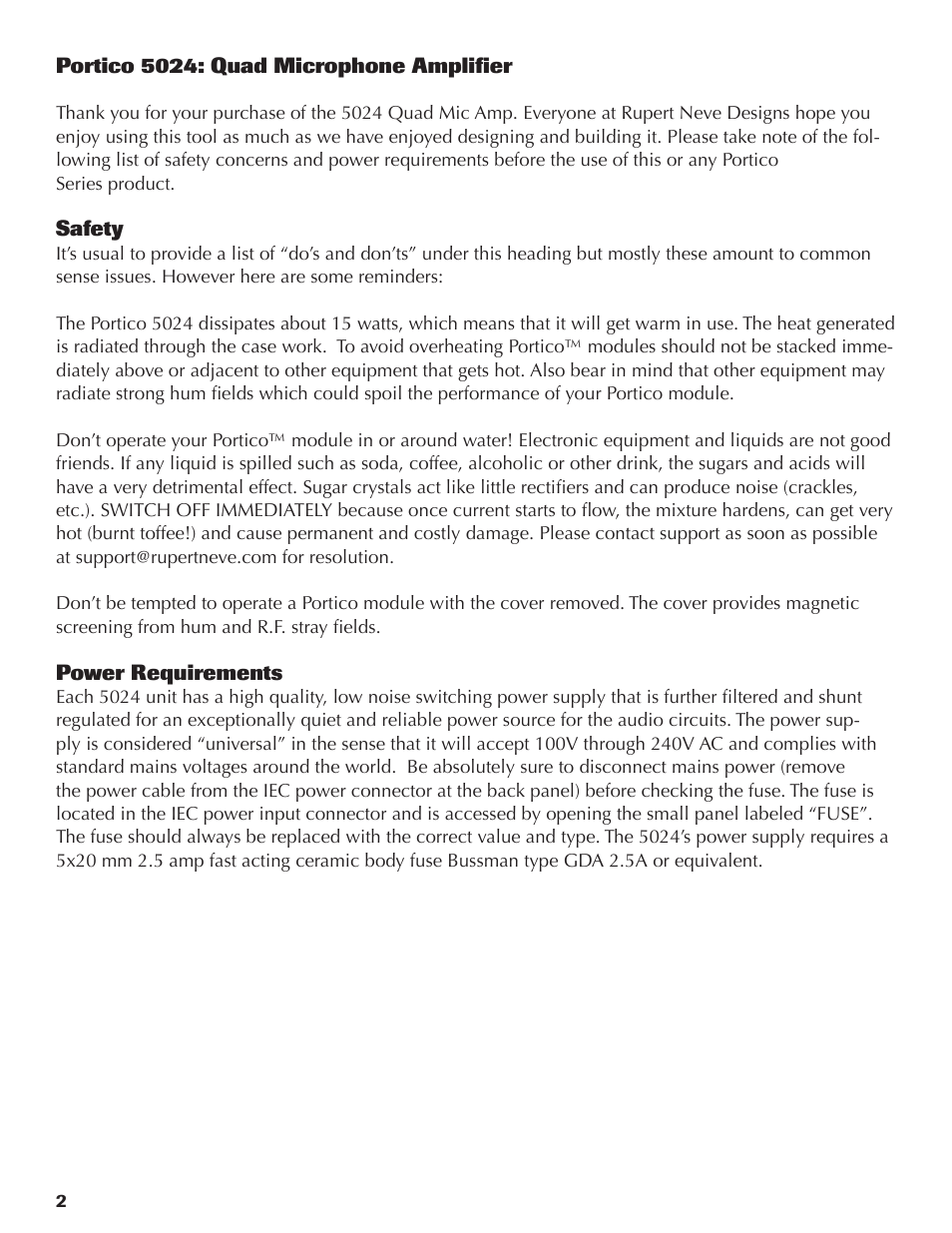 Rupert Neve Portico 5024 - Quad Mic Amp User Manual | Page 2 / 11