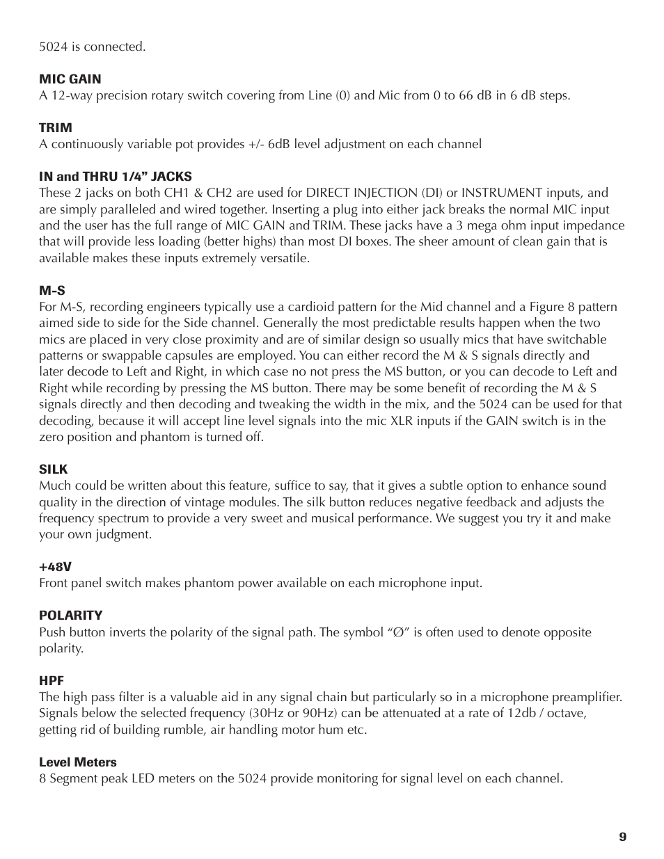 Rupert Neve Portico 5024 - Quad Mic Amp User Manual | Page 9 / 11