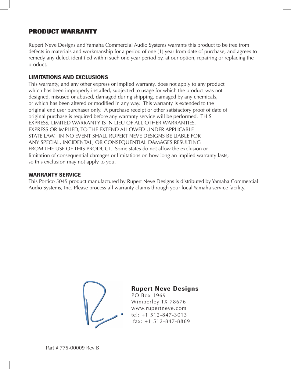 Rupert Neve Portico 5045: Primary Source Enhancer User Manual | Page 10 / 10