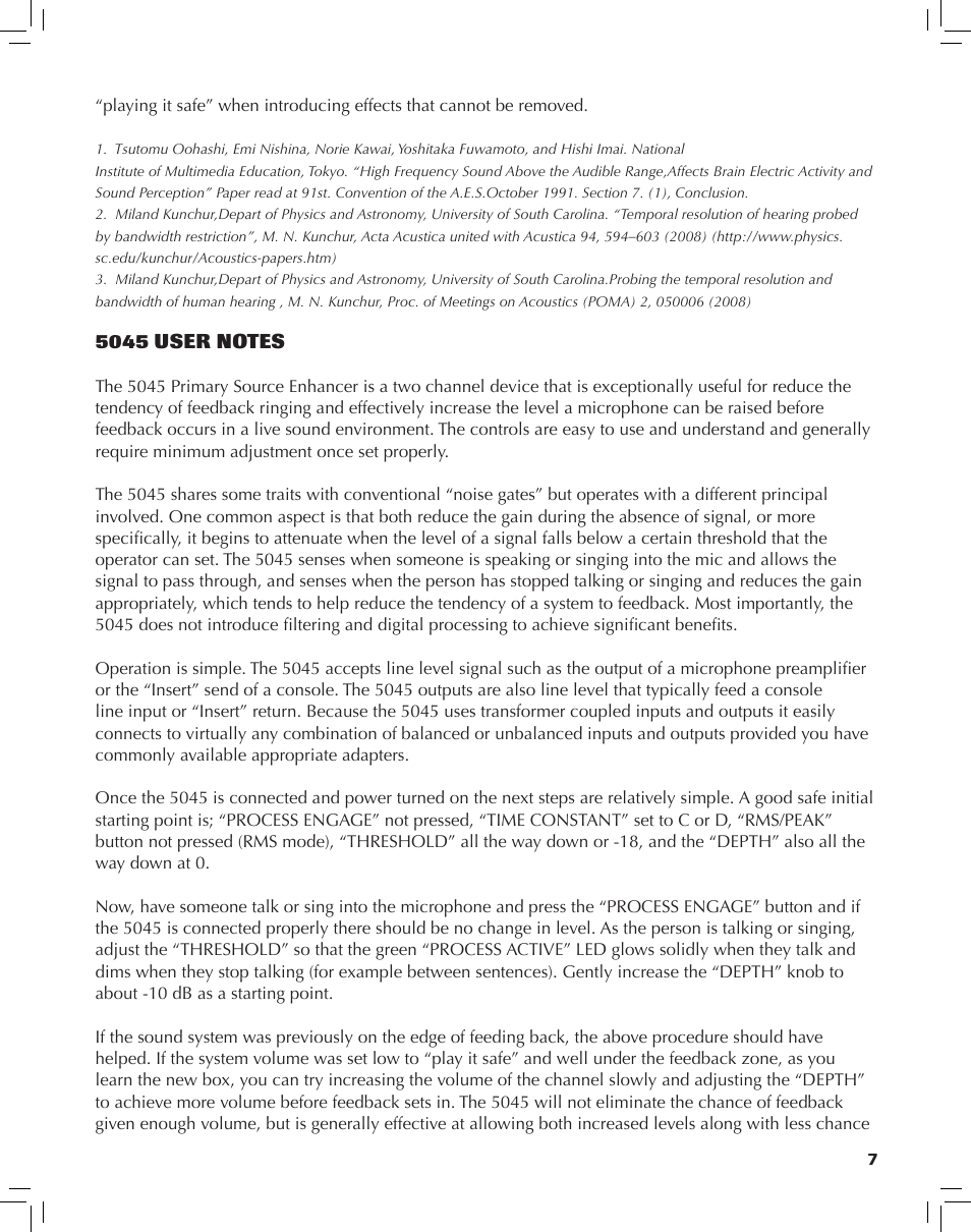 Rupert Neve Portico 5045: Primary Source Enhancer User Manual | Page 7 / 10