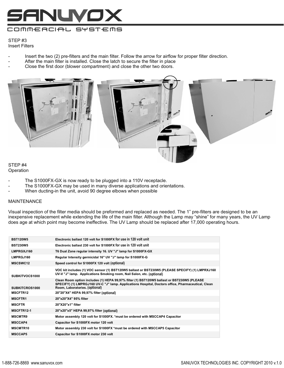 Commercial systems | Sanuvox S1000FX User Manual | Page 4 / 4