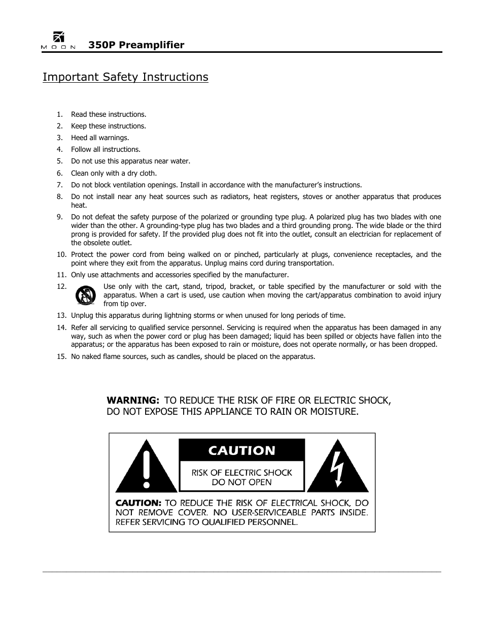 Important safety instructions | Simaudio Neo 350P Preamplifier User Manual | Page 3 / 20