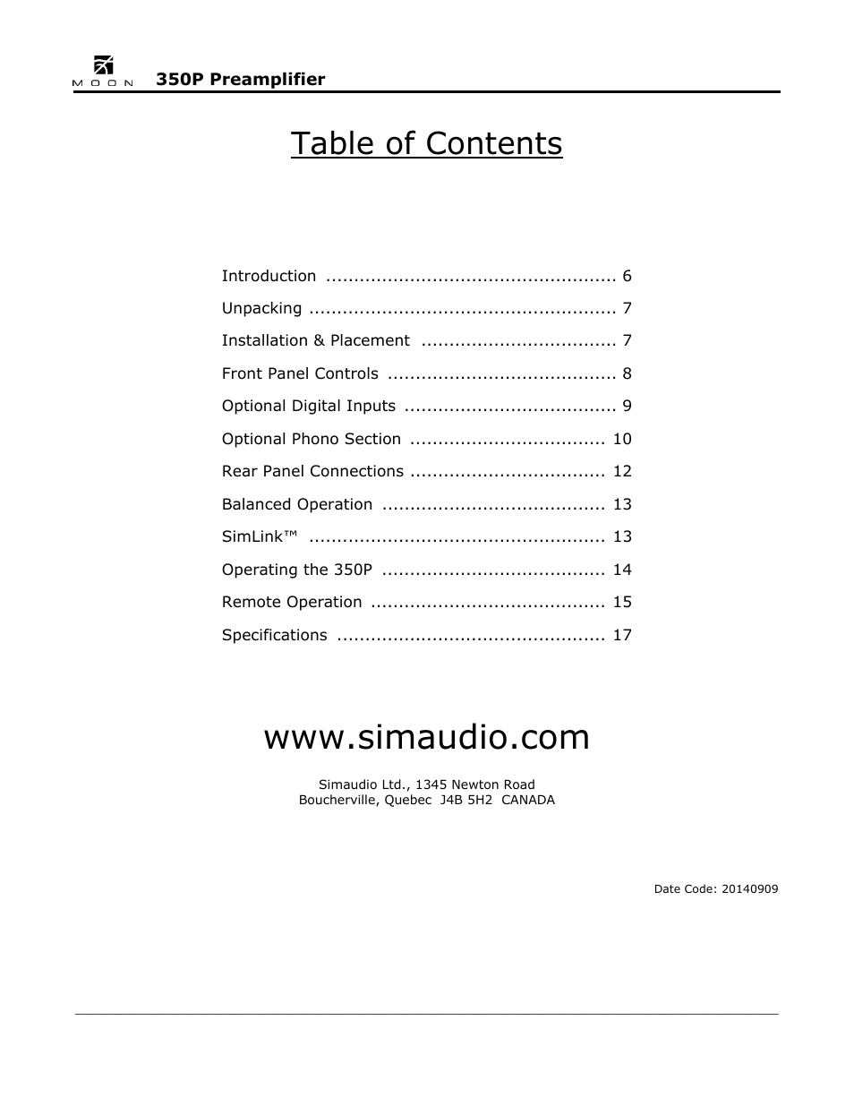 Simaudio Neo 350P Preamplifier User Manual | Page 5 / 20