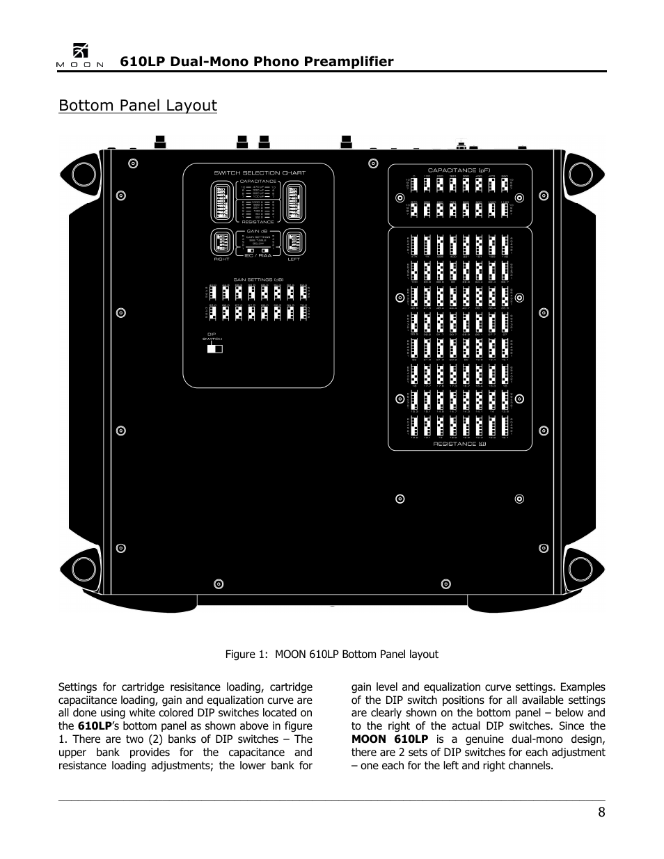 Bottom panel layout | Simaudio 610LP Phono Preamplifier User Manual | Page 8 / 16