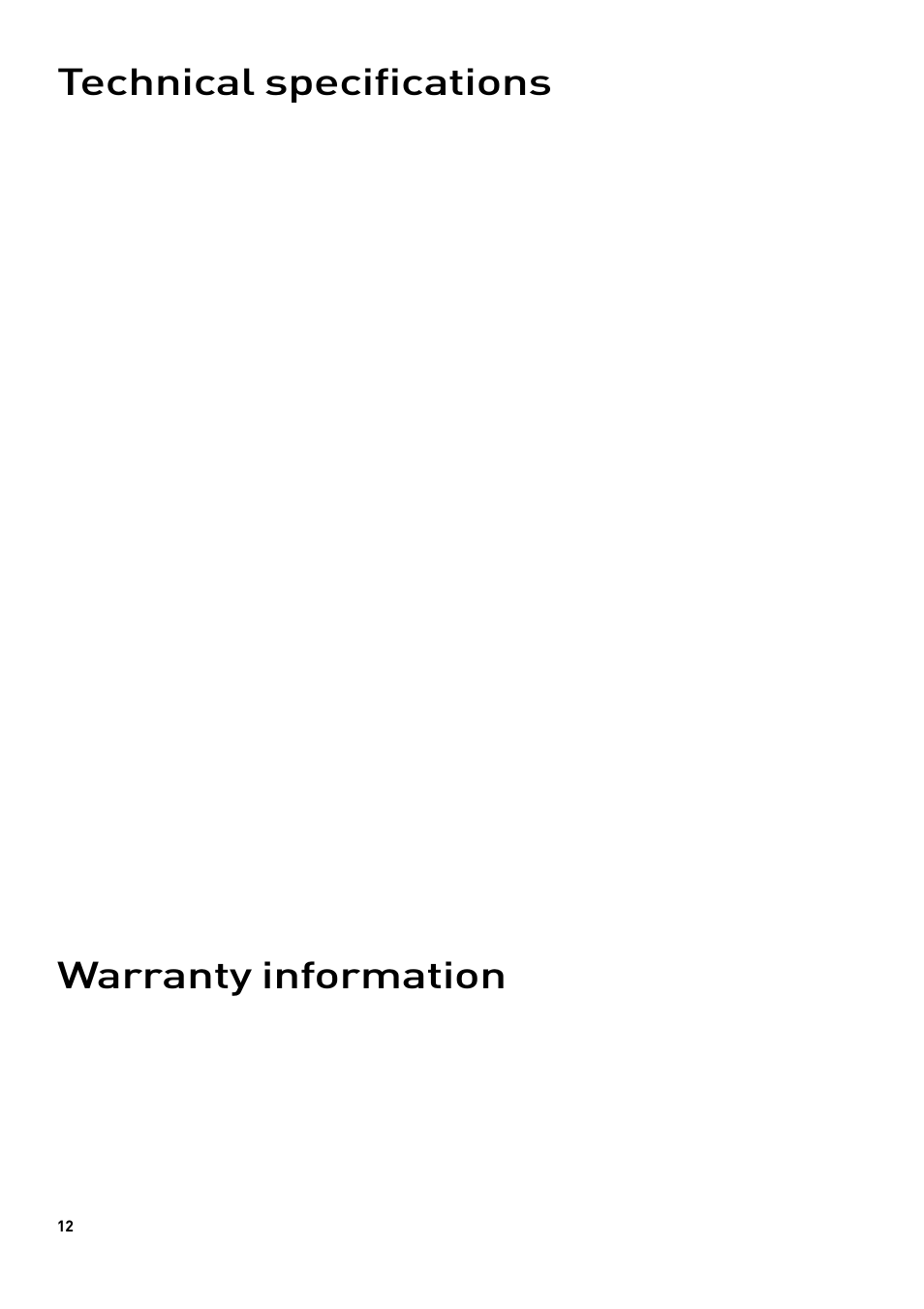 Technical specifications, Warranty information | Pure DRX-701ES User Manual | Page 14 / 16