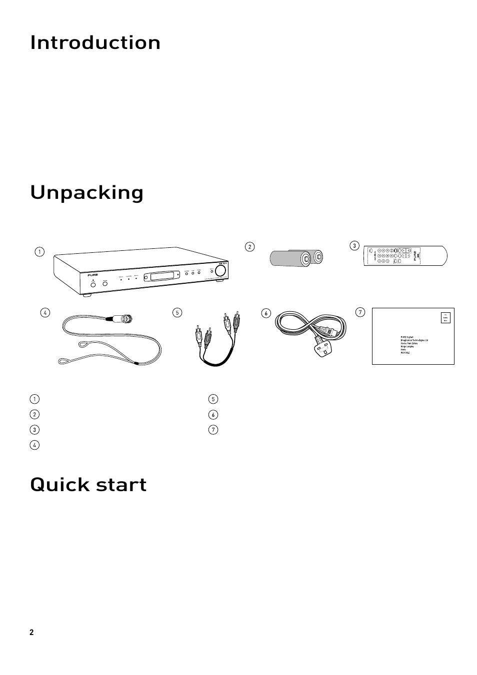 Unpacking, Introduction, Quick start | Pure DRX-701ES User Manual | Page 4 / 16