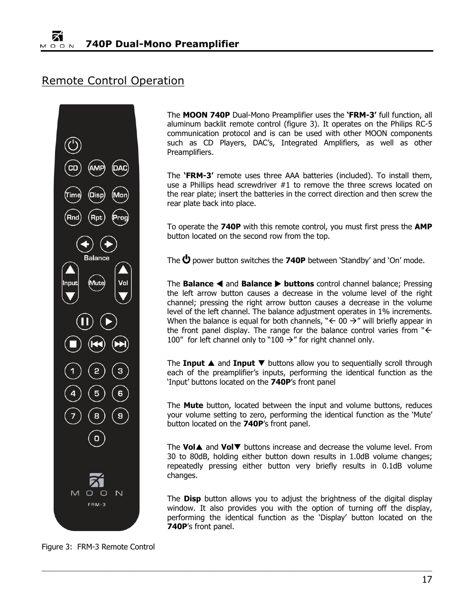 Remote control operation | Simaudio 740P Preamplifier User Manual | Page 17 / 24