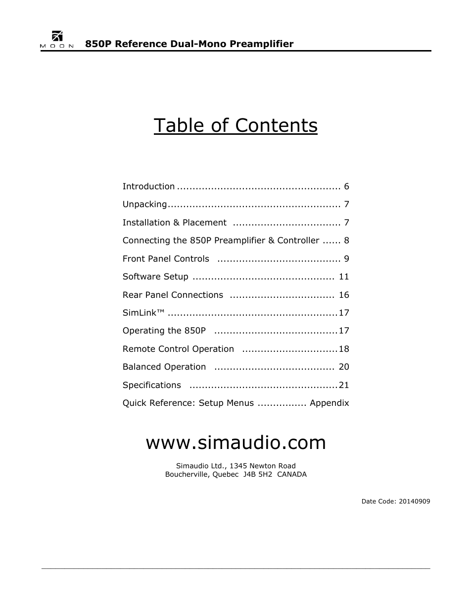 Simaudio 850P Preamplifier User Manual | Page 5 / 24