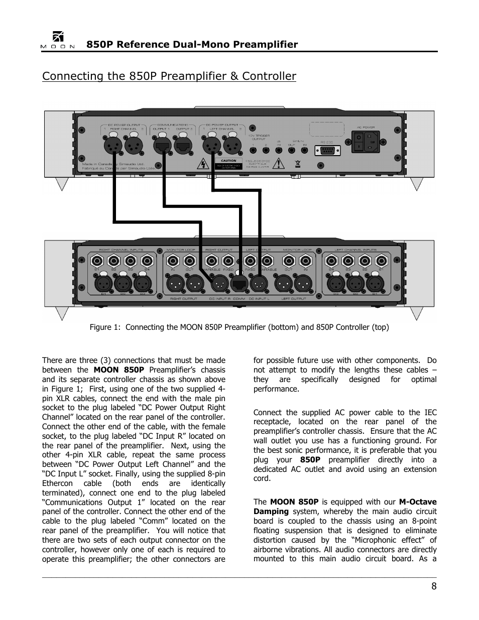 Connecting the 850p preamplifier & controller | Simaudio 850P Preamplifier User Manual | Page 8 / 24