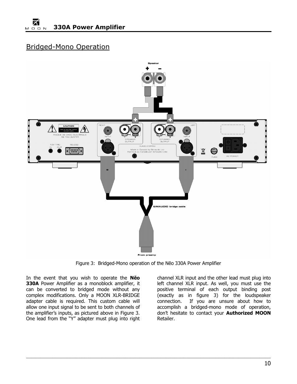 Bridged-mono operation | Simaudio Neo 330A Amplifier User Manual | Page 10 / 16
