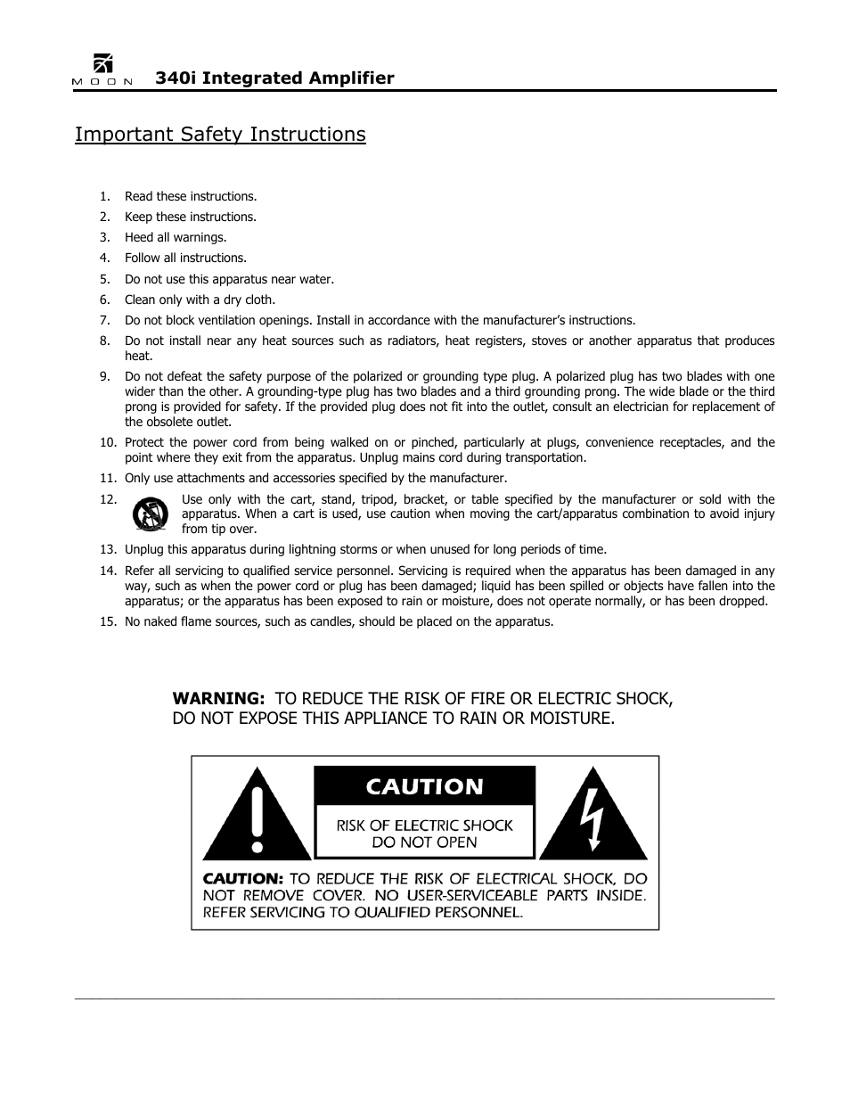 Important safety instructions | Simaudio Neo 340i Integrated Amplifier User Manual | Page 3 / 20