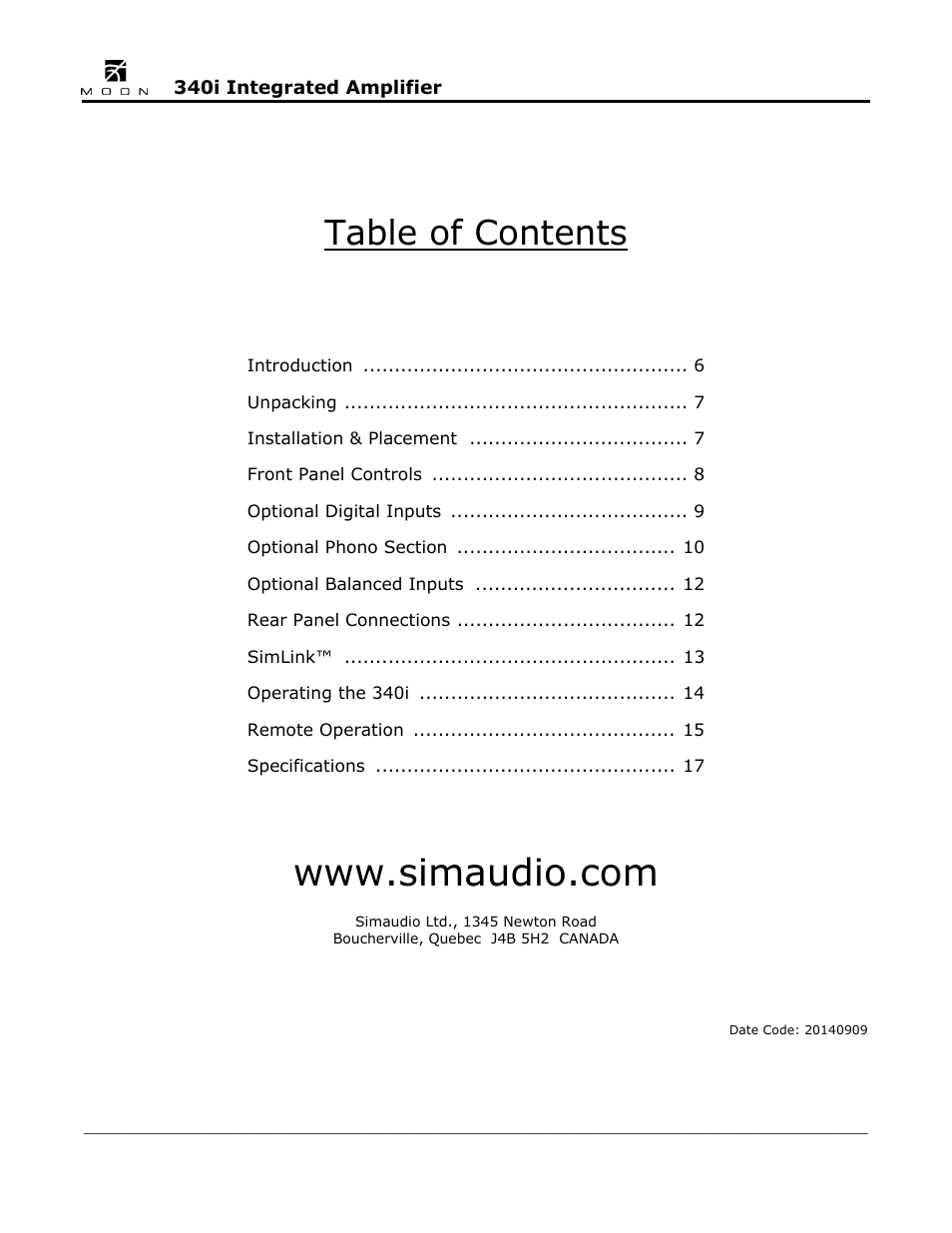 Simaudio Neo 340i Integrated Amplifier User Manual | Page 5 / 20