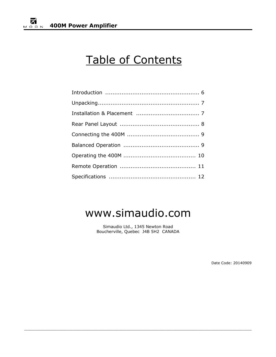 Simaudio Neo 400M Amplifier User Manual | Page 5 / 16